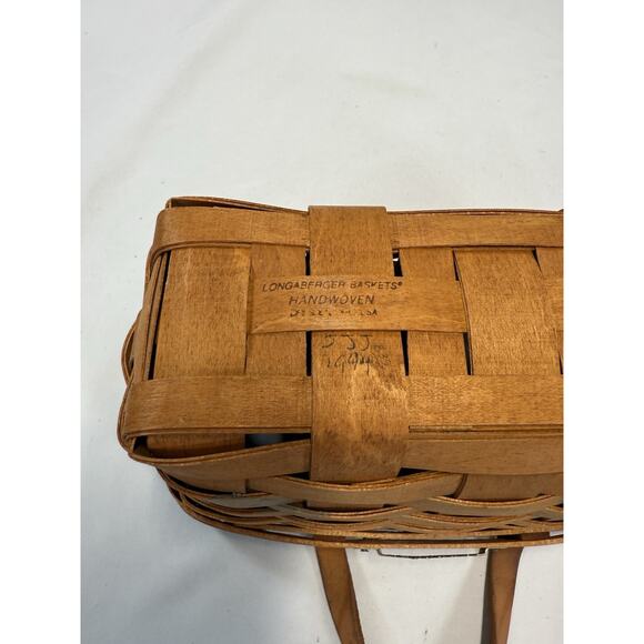 1994 Longaberger Medium Key Basket w/Rose Liner 9"L x 5"W x 5"H - Picture 4 of 4